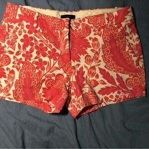 J. Crew Coral and Cream Floral High-Waist Shorts